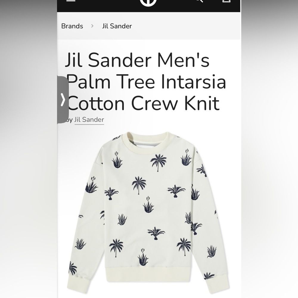 Authentic NWT Jil Sander Palm Tree Intarsia Crew Knit